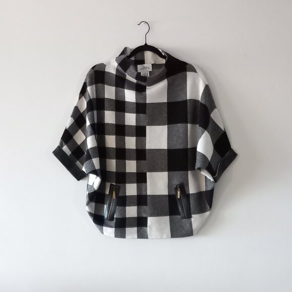 JOSEPH RIBKOFF checkered poncho/cape/sweater - Picture 3 of 11